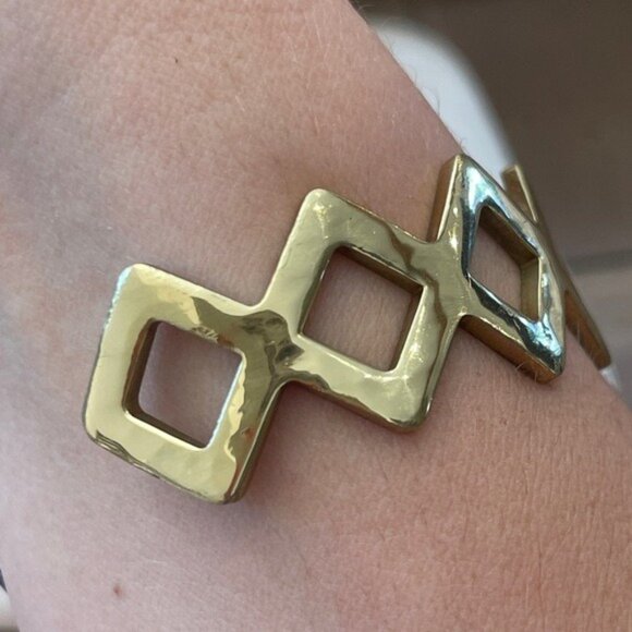 Rustic Cuff Gold-Tone Open Diamond Shaped Cuff Bracelet - Picture 8 of 9